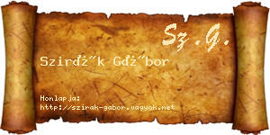 Szirák Gábor névjegykártya